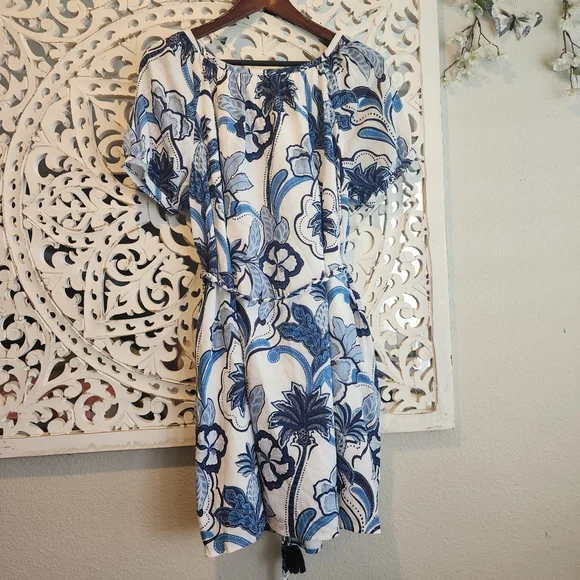 TORI RICHARD DRESS BUTTON DOWN BRAIDED BELT SHORT SLEEVES FLORAL NWOT SIZE SMALL - Picture 14 of 15